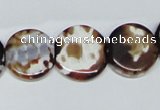 CAB627 15.5 inches 15mm flat round leopard skin agate beads wholesale