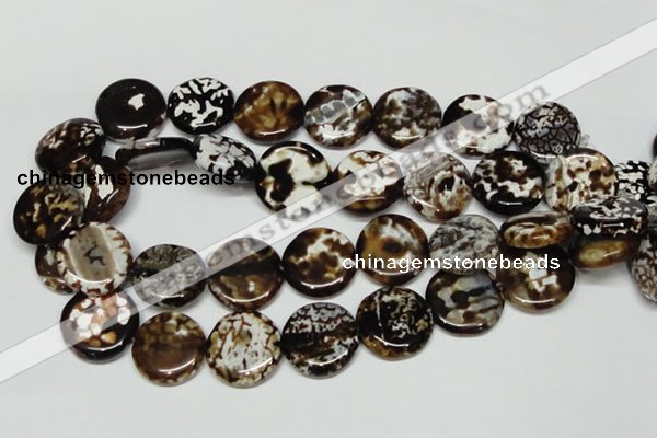 CAB629 15.5 inches 22mm flat round leopard skin agate beads wholesale