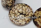 CAB631 15.5 inches 30mm flat round leopard skin agate beads wholesale