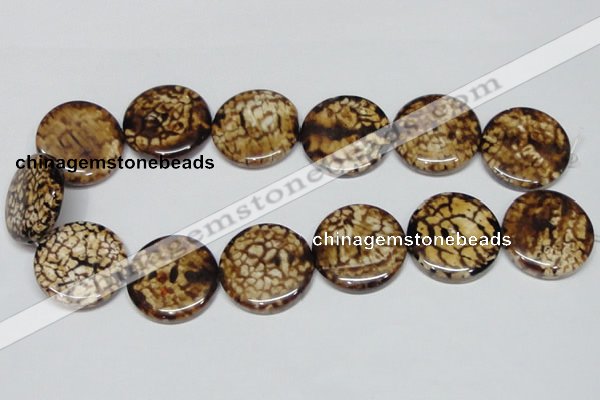 CAB631 15.5 inches 30mm flat round leopard skin agate beads wholesale