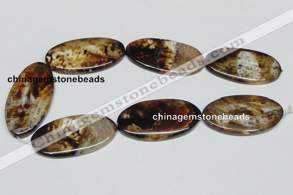 CAB632 15.5 inches 25*50mm oval leopard skin agate beads wholesale