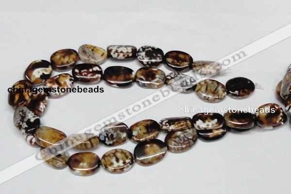 CAB633 15.5 inches 15*20mm twisted oval leopard skin agate beads