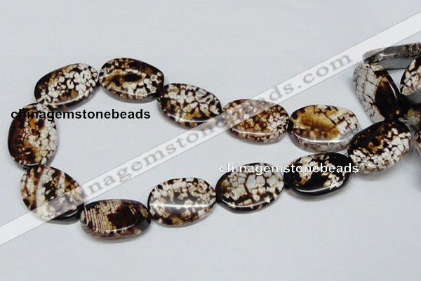 CAB634 15.5 inches 20*30mm twisted oval leopard skin agate beads