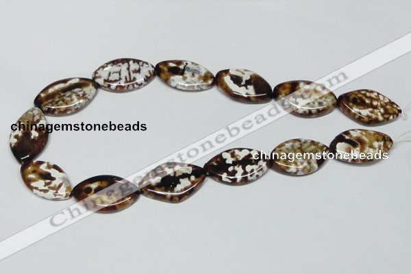 CAB636 15.5 inches 20*30mm marquise leopard skin agate beads