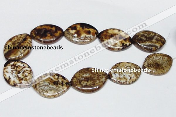 CAB638 15.5 inches 30*40mm marquise leopard skin agate beads