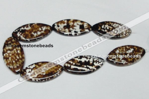 CAB639 15.5 inches 25*50mm marquise leopard skin agate beads