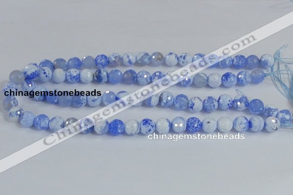 CAB650 15.5 inches 10mm faceted round fire crackle agate beads