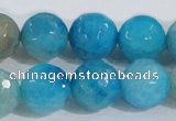 CAB656 15.5 inches 14mm faceted round fire crackle agate beads