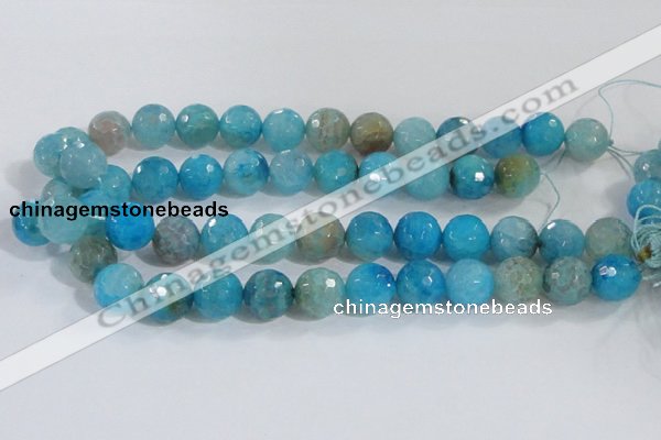 CAB656 15.5 inches 14mm faceted round fire crackle agate beads