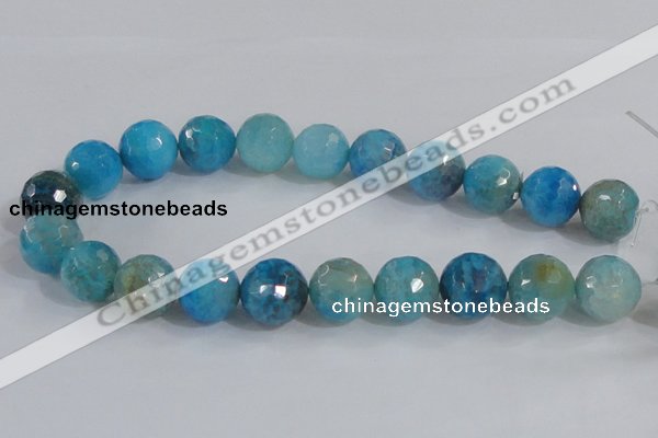 CAB658 15.5 inches 18mm faceted round fire crackle agate beads