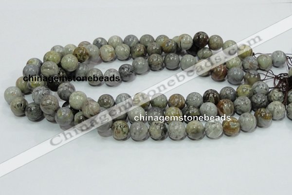 CAB68 15.5 inches 12mm round silver needle agate gemstone beads