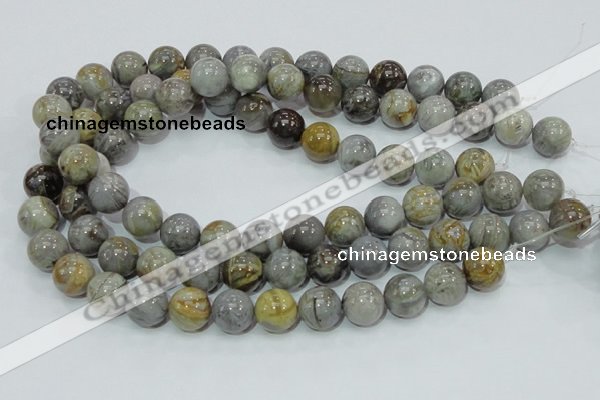 CAB69 15.5 inches 14mm round silver needle agate gemstone beads