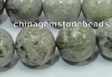 CAB71 15.5 inches 20mm round silver needle agate gemstone beads