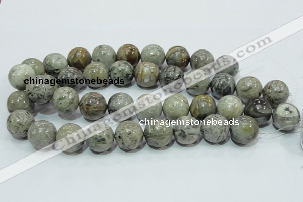 CAB71 15.5 inches 20mm round silver needle agate gemstone beads