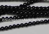 CAB720 15.5 inches 3mm round black agate gemstone beads wholesale