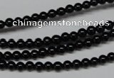 CAB721 15.5 inches 4mm round black agate gemstone beads wholesale