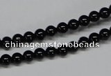 CAB722 15.5 inches 5mm round black agate gemstone beads wholesale