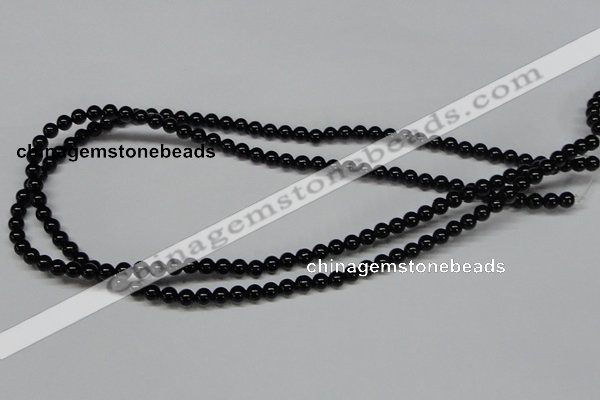 CAB722 15.5 inches 5mm round black agate gemstone beads wholesale