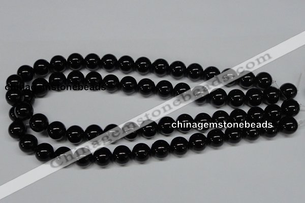 CAB726 15.5 inches 12mm round black agate gemstone beads wholesale