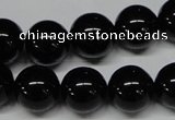 CAB727 15.5 inches 14mm round black agate gemstone beads wholesale