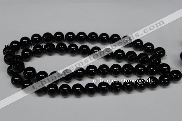 CAB727 15.5 inches 14mm round black agate gemstone beads wholesale