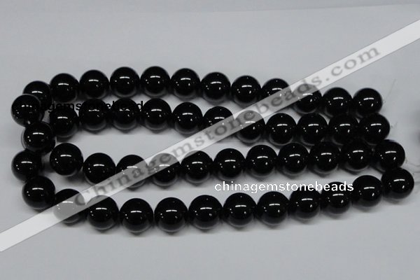 CAB728 15.5 inches 16mm round black agate gemstone beads wholesale