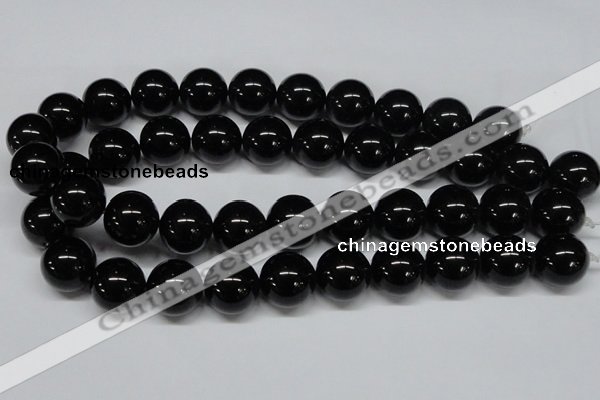 CAB729 15.5 inches 18mm round black agate gemstone beads wholesale