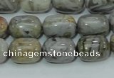 CAB73 15.5 inches 12*16mm egg-shaped silver needle agate beads