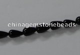 CAB732 15.5 inches 5*8mm teardrop black agate gemstone beads