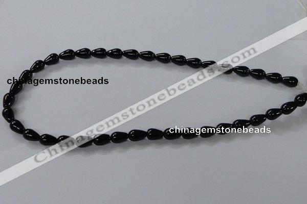 CAB733 15.5 inches 7*10mm teardrop black agate gemstone beads