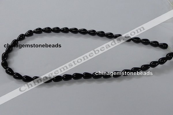 CAB733 15.5 inches 7*10mm teardrop black agate gemstone beads