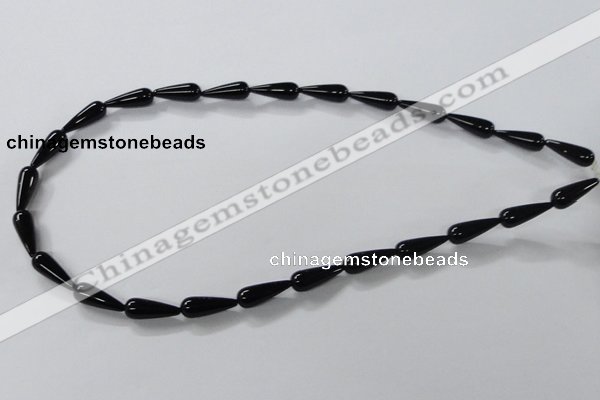 CAB734 15.5 inches 6*16mm teardrop black agate gemstone beads