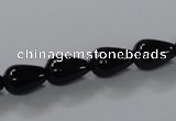 CAB735 15.5 inches 8*12mm teardrop black agate gemstone beads