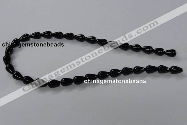 CAB735 15.5 inches 8*12mm teardrop black agate gemstone beads