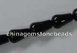 CAB736 15.5 inches 8*14mm teardrop black agate gemstone beads