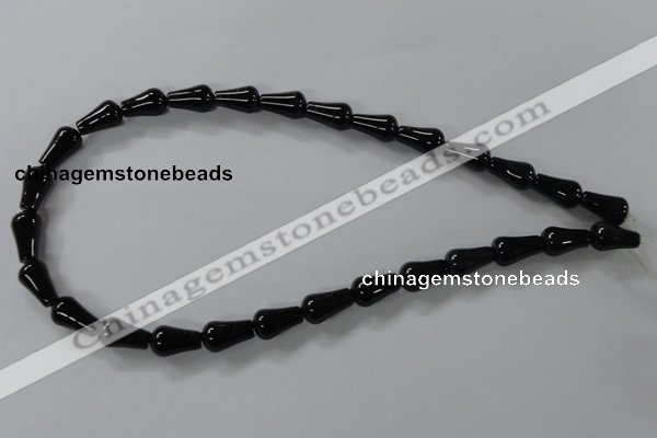 CAB736 15.5 inches 8*14mm teardrop black agate gemstone beads