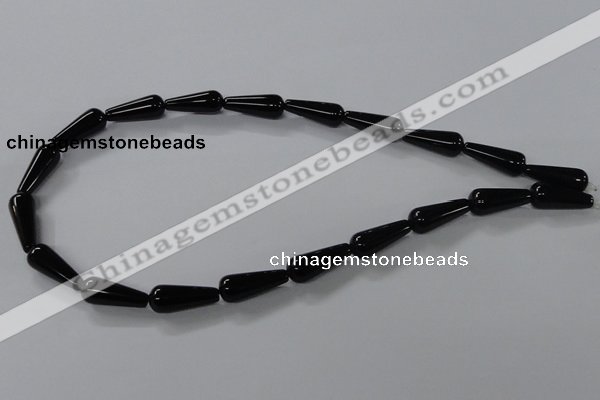 CAB737 15.5 inches 8*20mm teardrop black agate gemstone beads