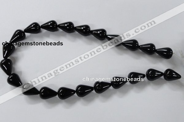 CAB738 15.5 inches 13*18mm teardrop black agate gemstone beads