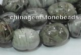 CAB74 15.5 inches 15*20mm egg-shaped silver needle agate beads