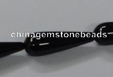 CAB740 15.5 inches 10*30mm teardrop black agate gemstone beads