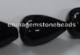 CAB743 15.5 inches 20*30mm teardrop black agate gemstone beads