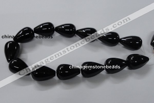 CAB743 15.5 inches 20*30mm teardrop black agate gemstone beads