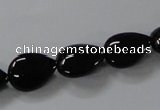 CAB745 15.5 inches 10*14mm flat teardrop black agate gemstone beads