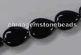 CAB746 15.5 inches 12*16mm flat teardrop black agate gemstone beads