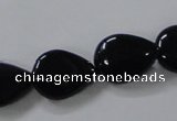 CAB747 15.5 inches 13*18mm flat teardrop black agate gemstone beads