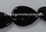 CAB748 15.5 inches 22*30mm flat teardrop black agate gemstone beads