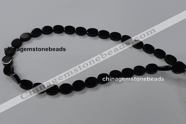 CAB750 15.5 inches 10*12mm oval black agate gemstone beads