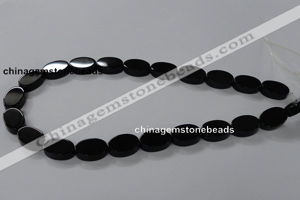 CAB751 15.5 inches 13*18mm oval black agate gemstone beads