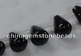 CAB754 15.5 inches 8*10mm top-drilled teardrop black agate beads