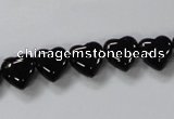 CAB755 15.5 inches 10*10mm top-drilled heart black agate beads